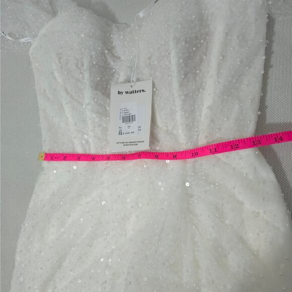 Watters - Ivory Snow Perlita Beading Gibson Mini Dress Size 6 - Picture 10 of 11
